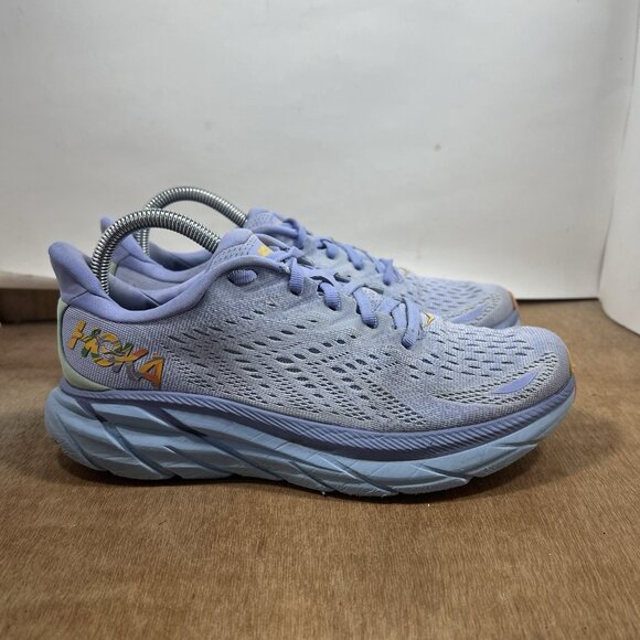 Hoka One One Clifton 8 Women Size 8 Blue Purple Running Shoes Sneakers - Picture 1 of 9